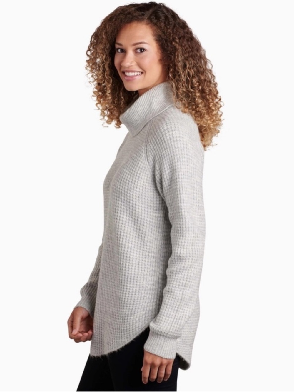 Kuhl Women’s Sienna Waffle Knit Turtleneck Sweater Gray Size Medium